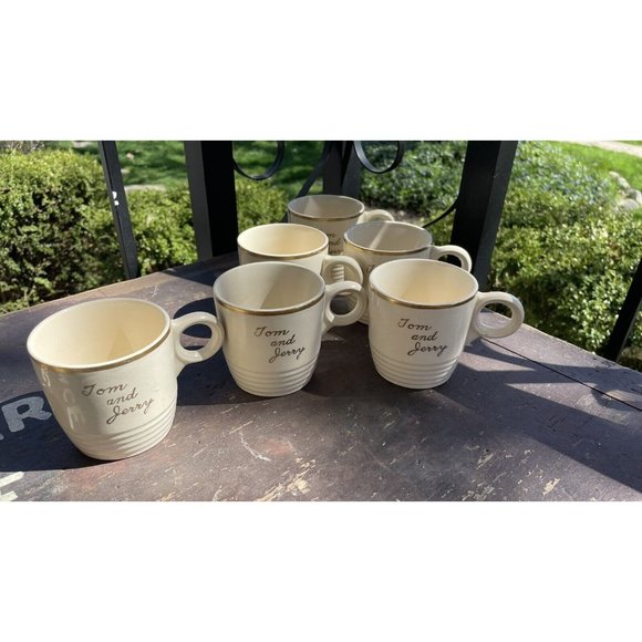 Tom & Jerry Universal Potteries Antique Bowl 4 Cups gold punch christmas xmas - Picture 2 of 5